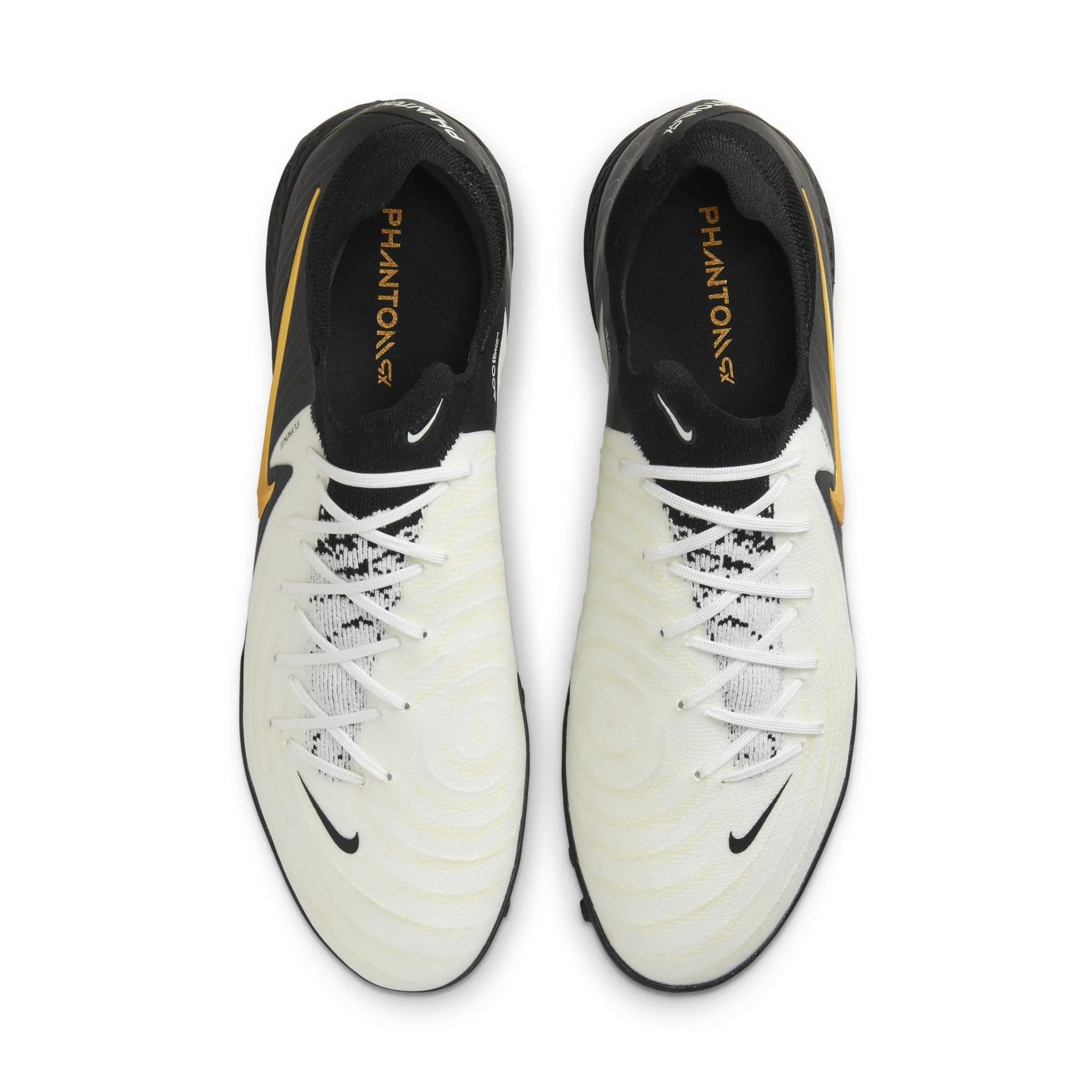 Nike Phantom GX II Pro TF Turf Soccer Cleats - White/Black/Metallic Gold Coin