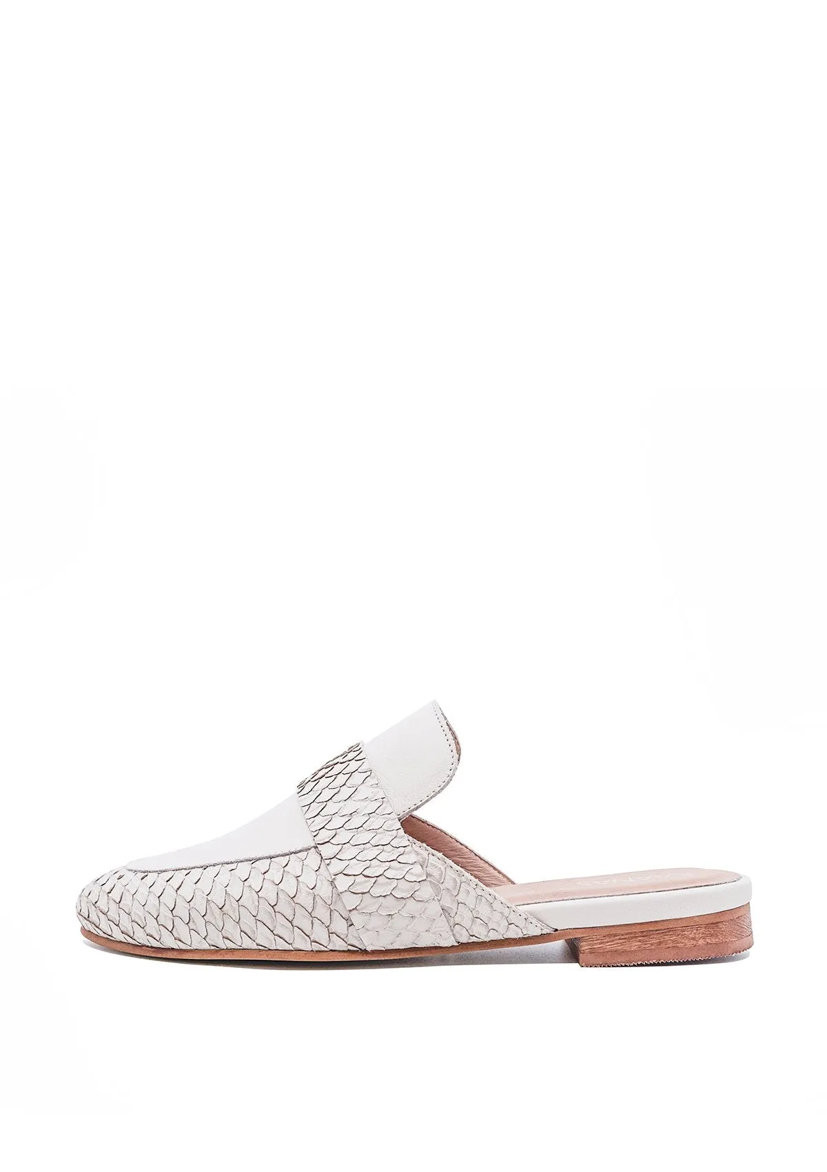 Off White Milan Snake-Embossed Loafer Mule