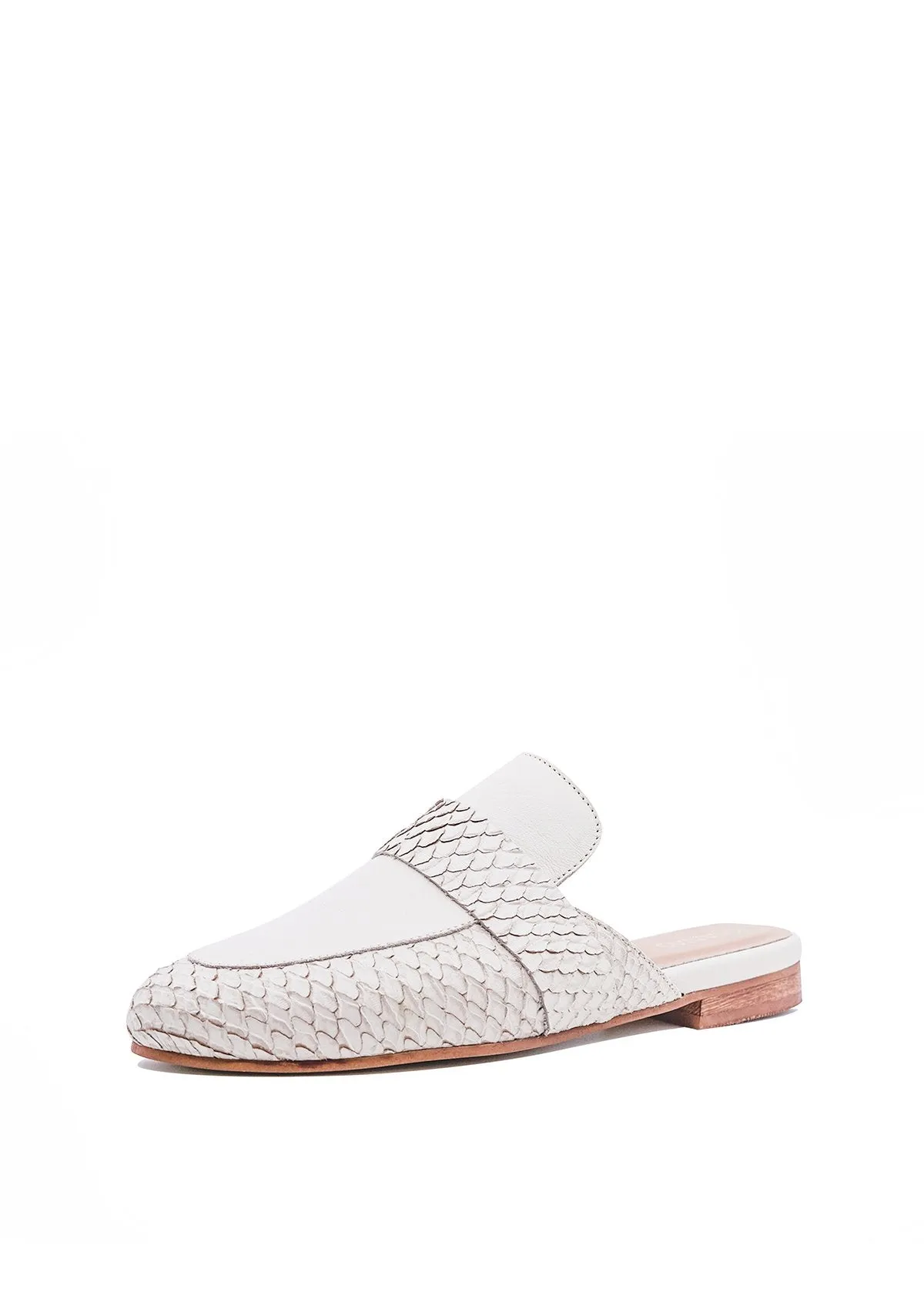 Off White Milan Snake-Embossed Loafer Mule