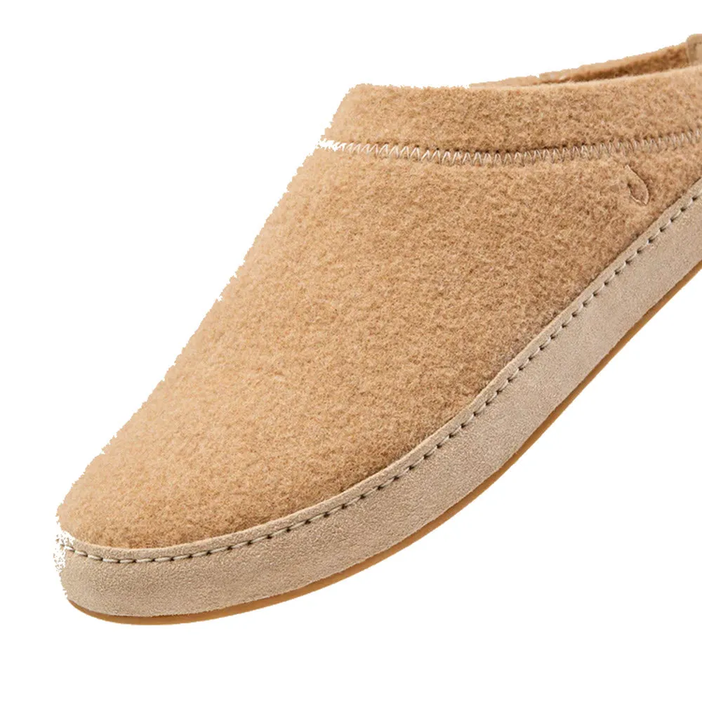 OLUKAI HAMANI HULU FELT SHEARLING OPEN BACK SLIPPER OATMEAL - MENS