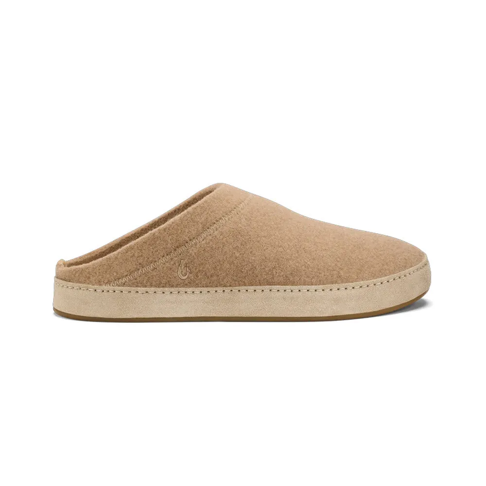 OLUKAI HAMANI HULU FELT SHEARLING OPEN BACK SLIPPER OATMEAL - MENS