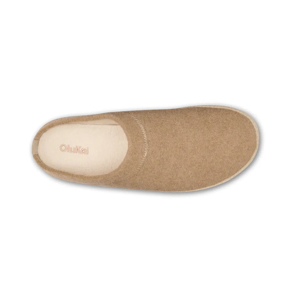 OLUKAI HAMANI HULU FELT SHEARLING OPEN BACK SLIPPER OATMEAL - MENS