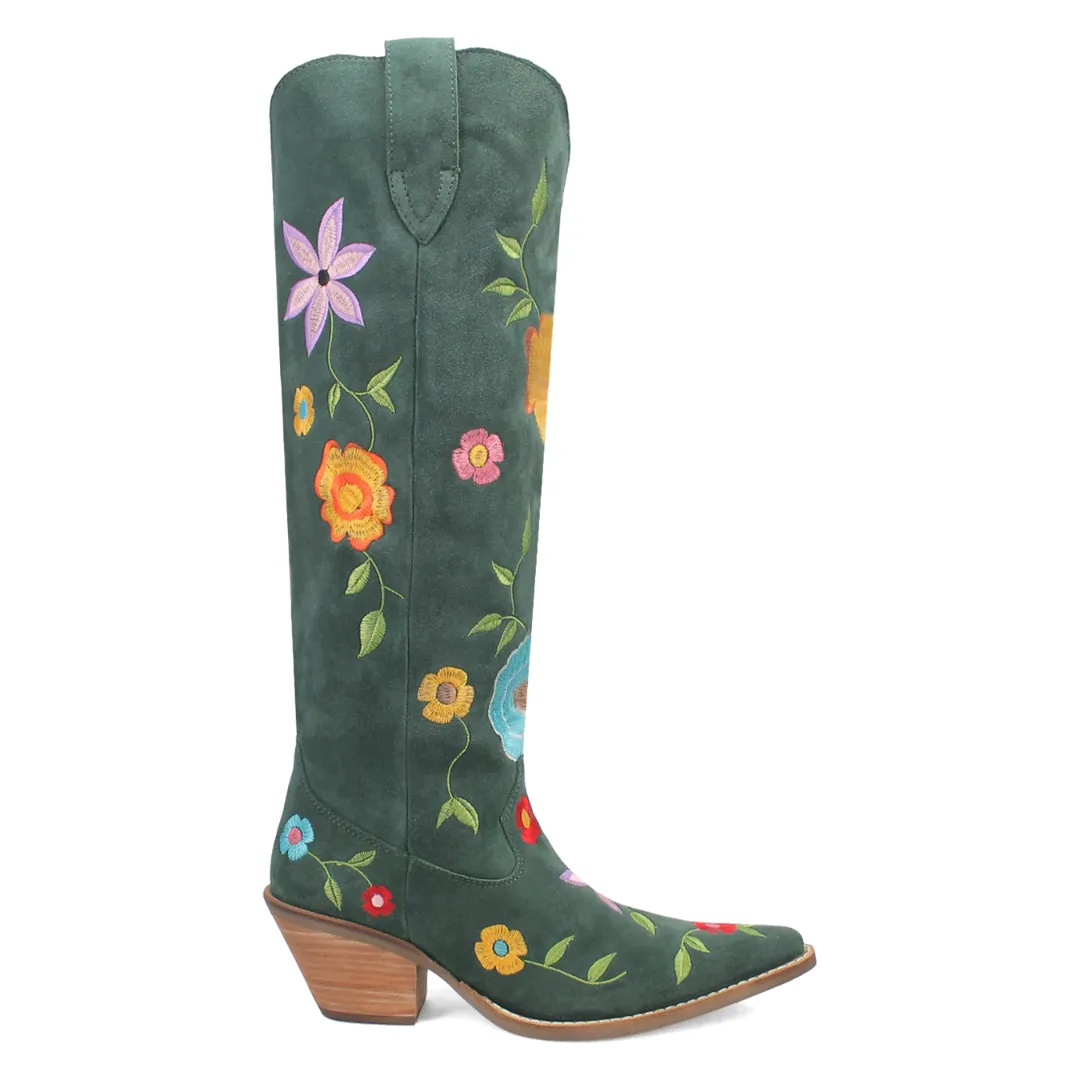 Online Exclusive | Dingo | Flower Power Suede Boot in Green **PREORDER