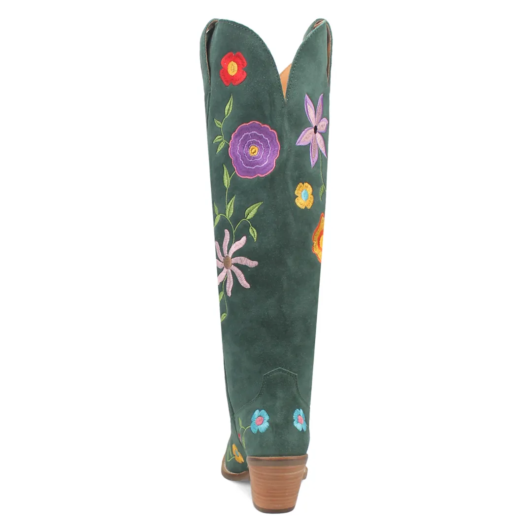 Online Exclusive | Dingo | Flower Power Suede Boot in Green **PREORDER