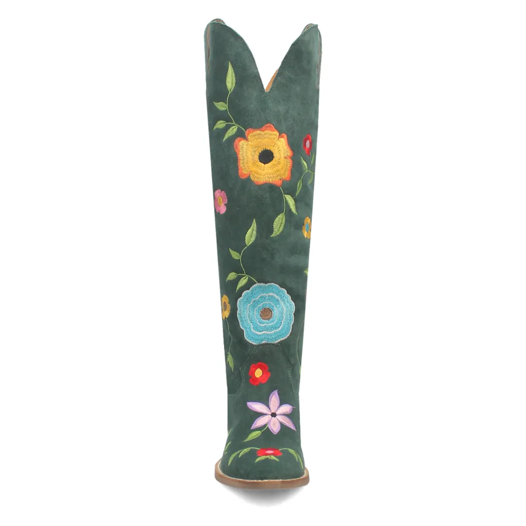 Online Exclusive | Dingo | Flower Power Suede Boot in Green **PREORDER