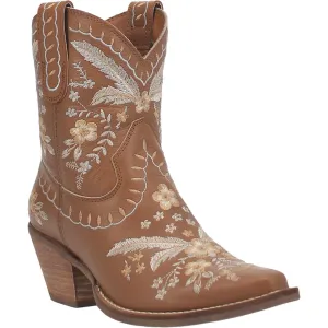 Online Exclusive | Dingo | Primrose Leather Floral Stitch Bootie in Brown  **PREORDER