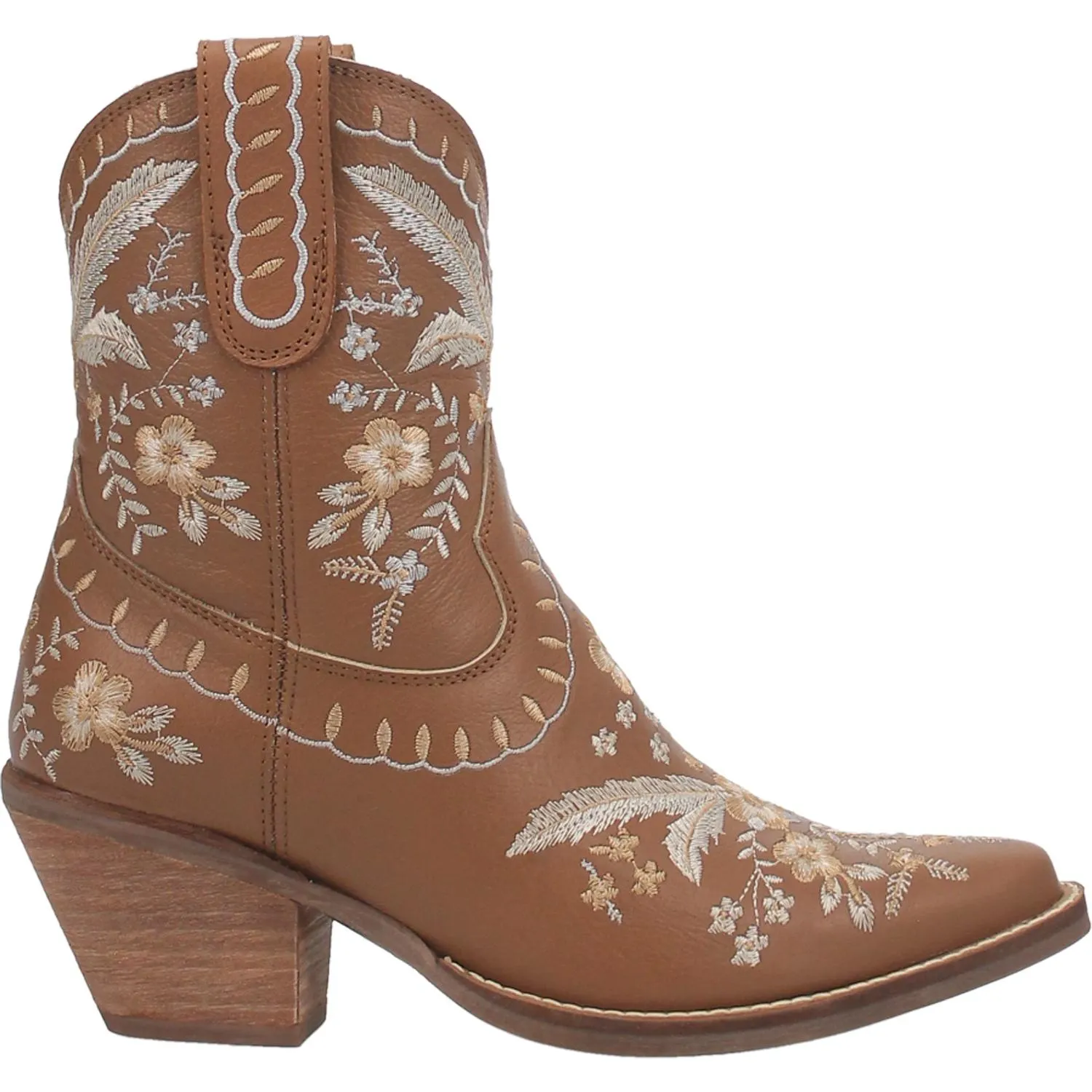 Online Exclusive | Dingo | Primrose Leather Floral Stitch Bootie in Brown  **PREORDER