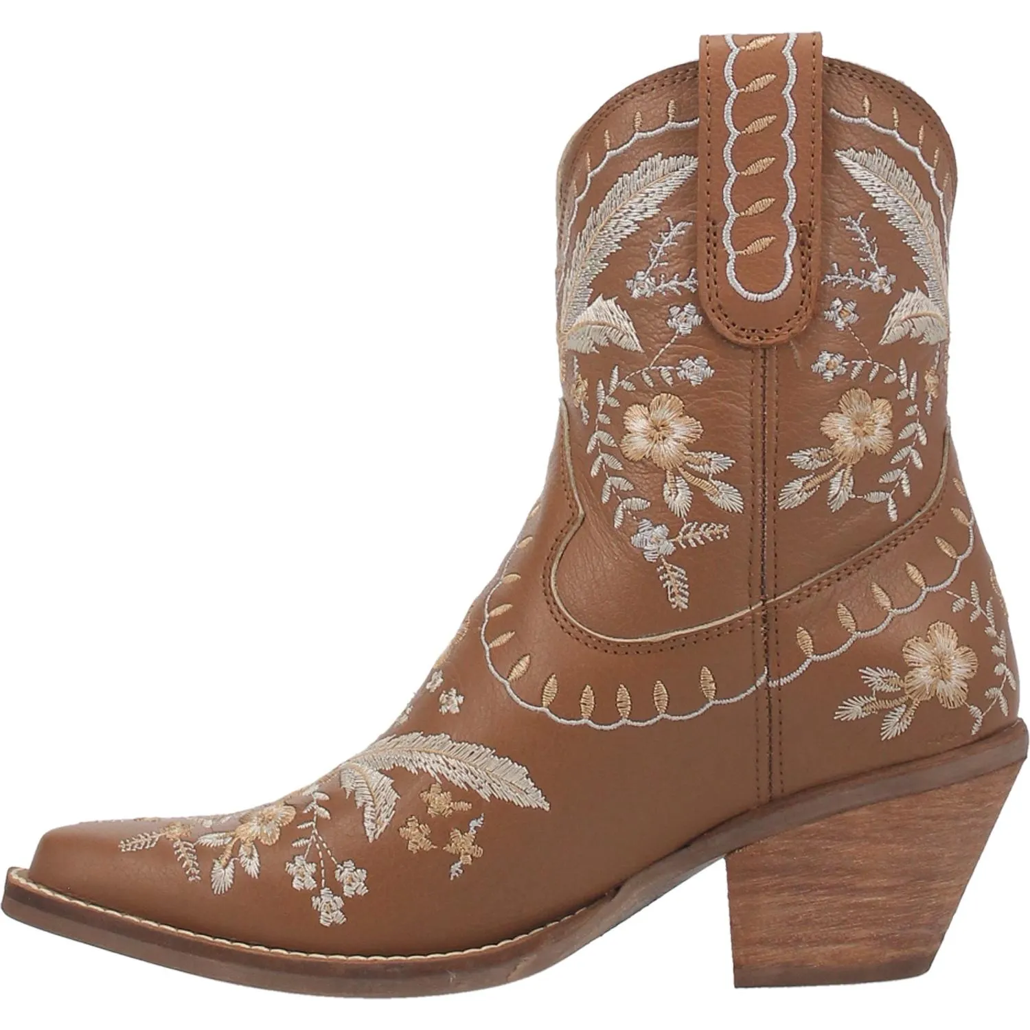 Online Exclusive | Dingo | Primrose Leather Floral Stitch Bootie in Brown  **PREORDER