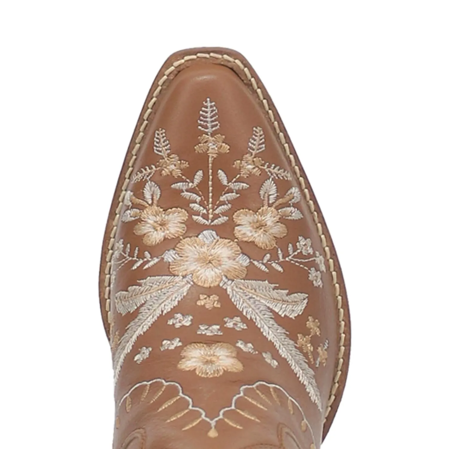 Online Exclusive | Dingo | Primrose Leather Floral Stitch Bootie in Brown  **PREORDER