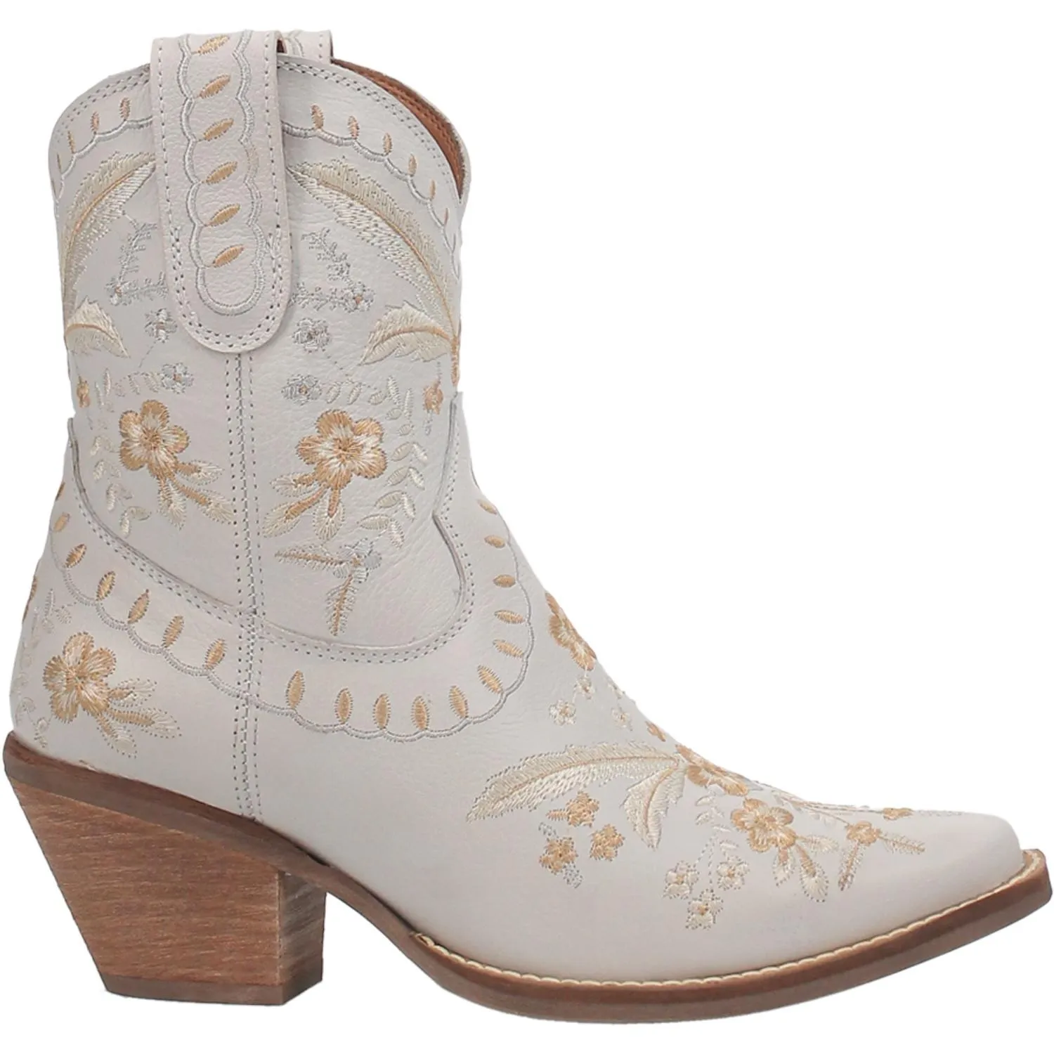 Online Exclusive | Dingo | Primrose Leather Floral Stitch Bootie in White **PREORDER**