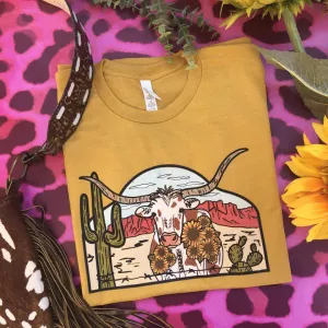 Online Exclusive | Laredo Longhorn Short Sleeve Graphic Tee in Mustard Yellow