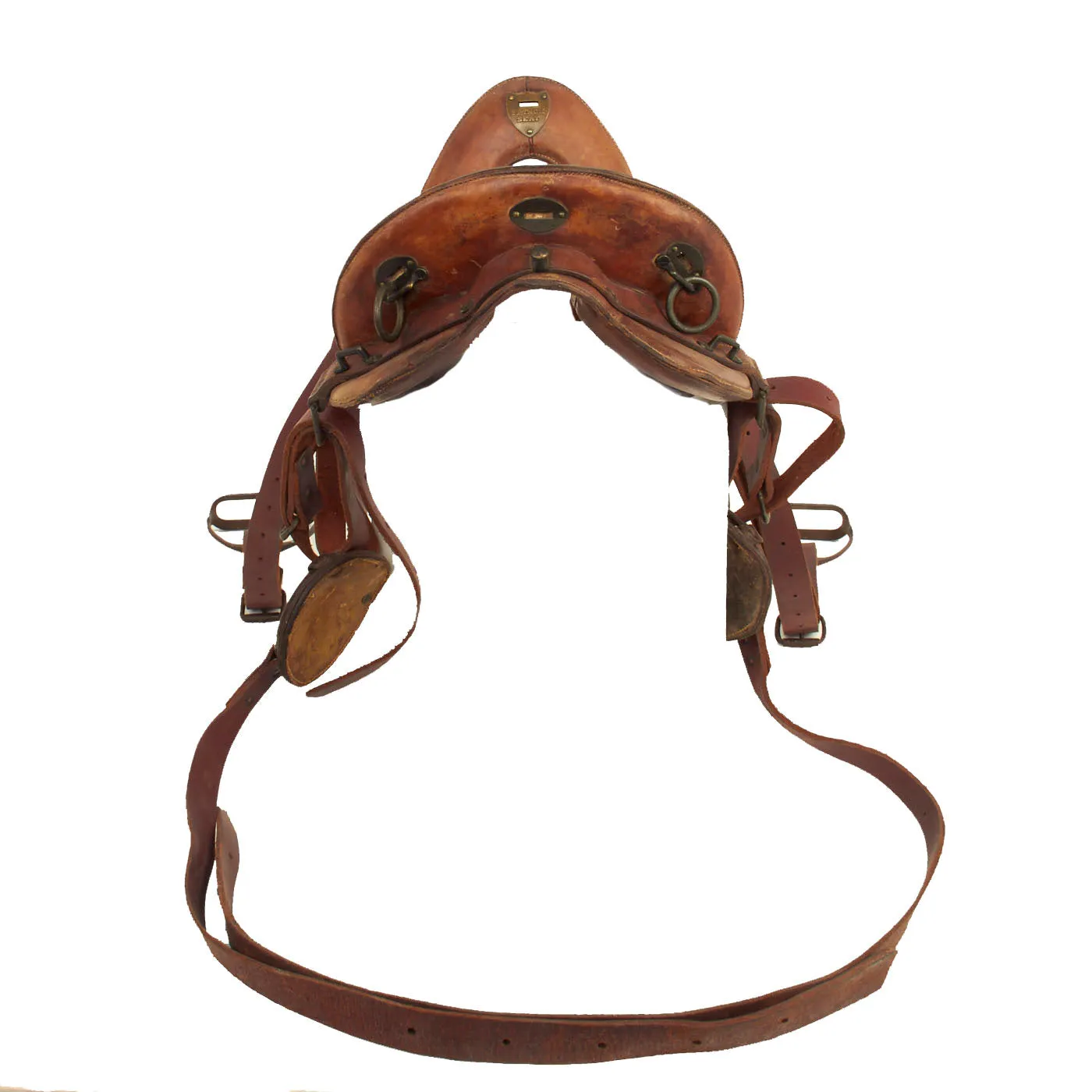 Original U.S. WWI 11 Inch McClellan Style Saddle with Stirrups & Quarter Straps by Rock Island Arsenal - Dated 1917