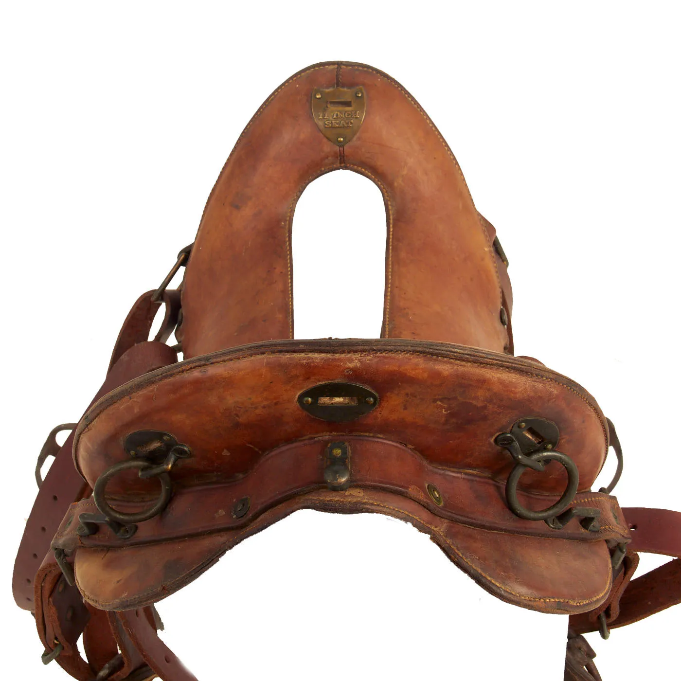 Original U.S. WWI 11 Inch McClellan Style Saddle with Stirrups & Quarter Straps by Rock Island Arsenal - Dated 1917