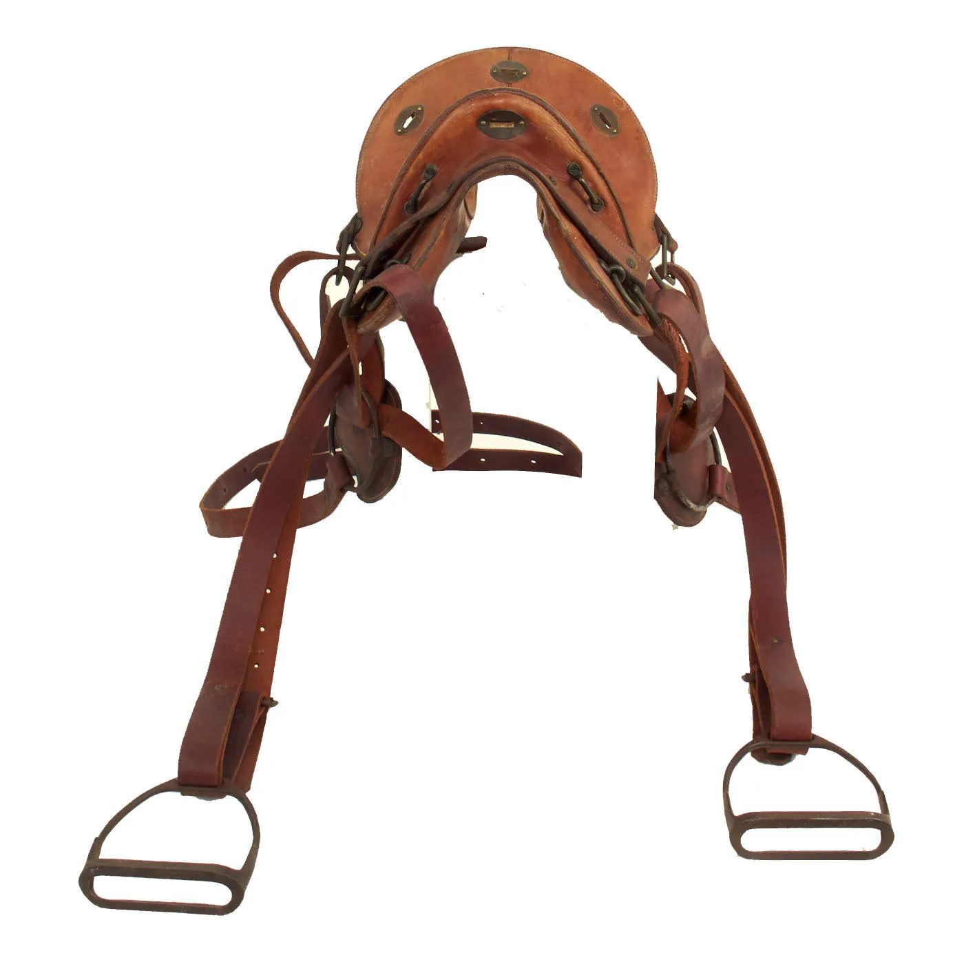 Original U.S. WWI 11 Inch McClellan Style Saddle with Stirrups & Quarter Straps by Rock Island Arsenal - Dated 1917