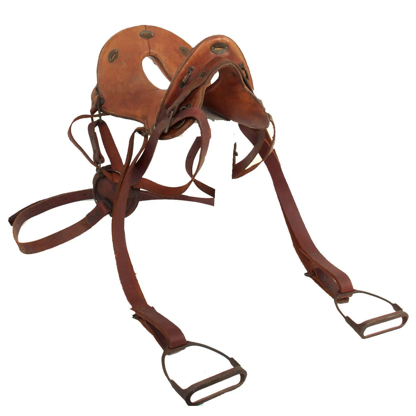 Original U.S. WWI 11 Inch McClellan Style Saddle with Stirrups & Quarter Straps by Rock Island Arsenal - Dated 1917