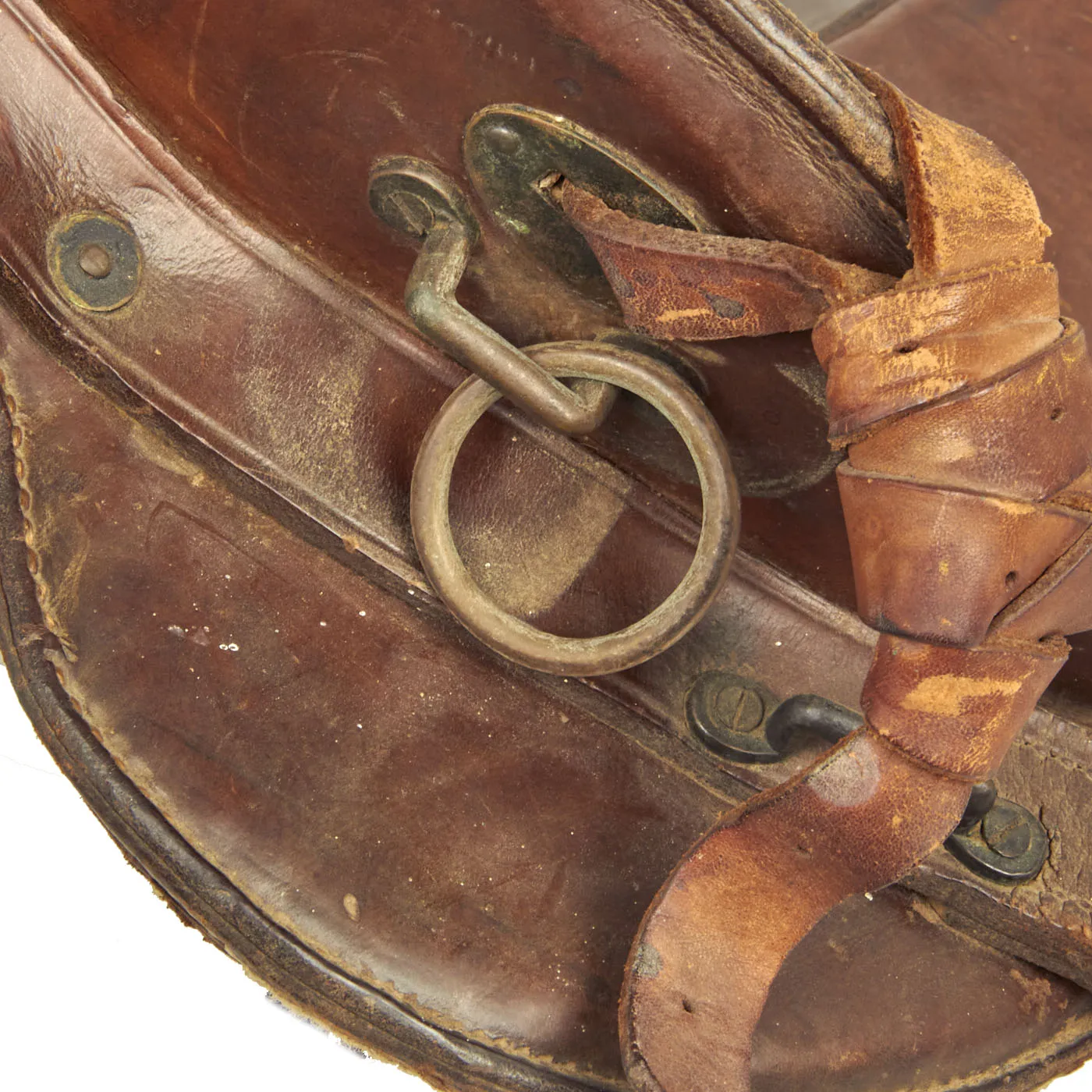 Original U.S. WWI 12 Inch Cavalry McClellan Style Saddle with Stirrups & Cinch Strap