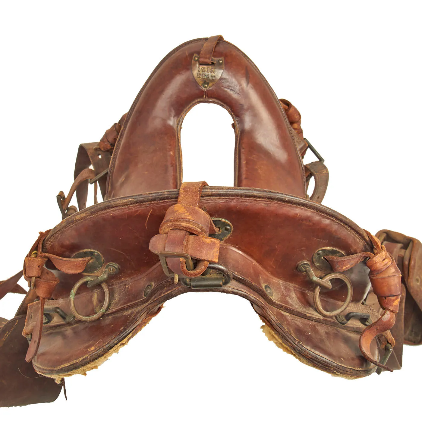 Original U.S. WWI 12 Inch Cavalry McClellan Style Saddle with Stirrups & Cinch Strap