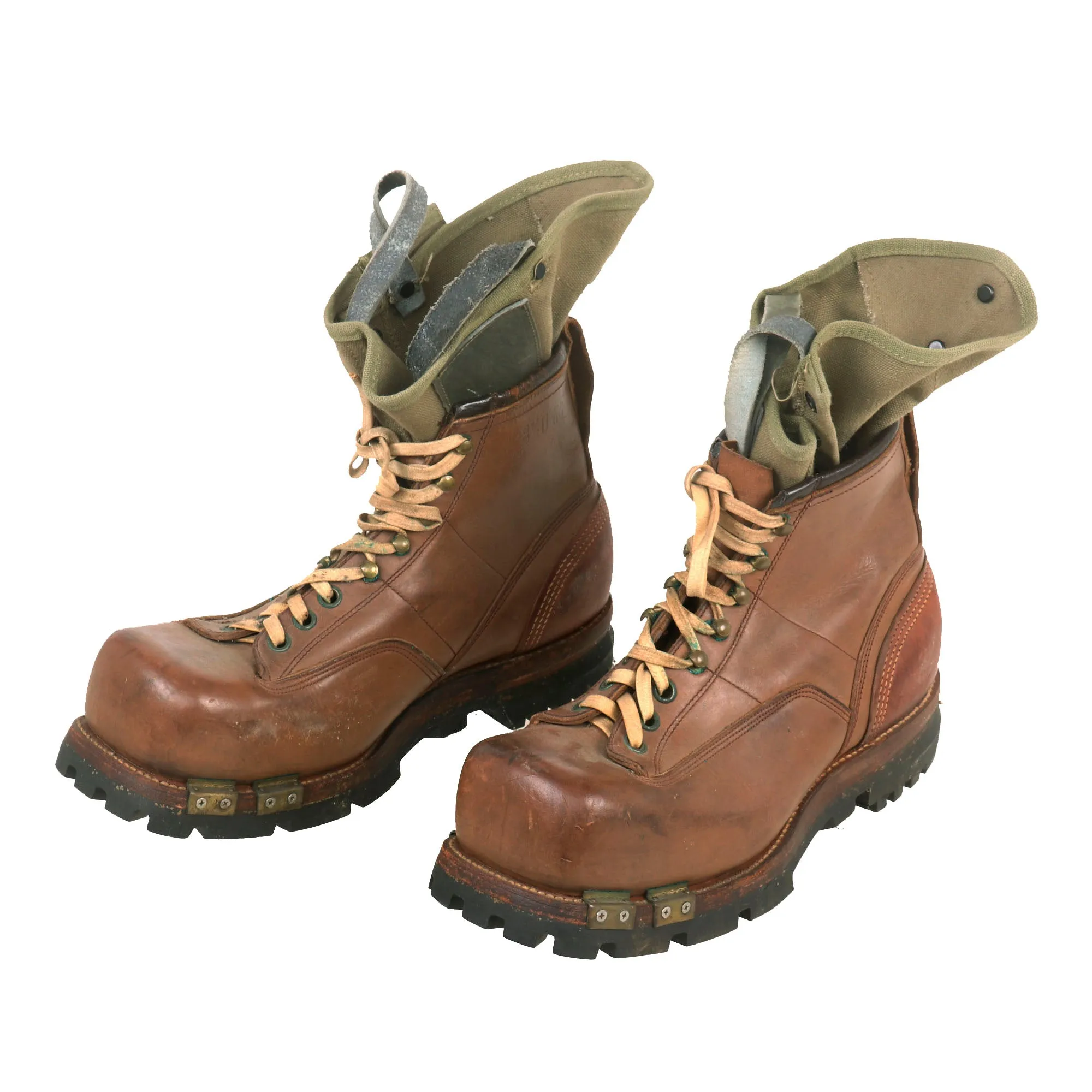 Original U.S. WWII Army Size 8½ D Ski Mountain Boots by A. Sandler Co. - Dated 1943 with Gaiters