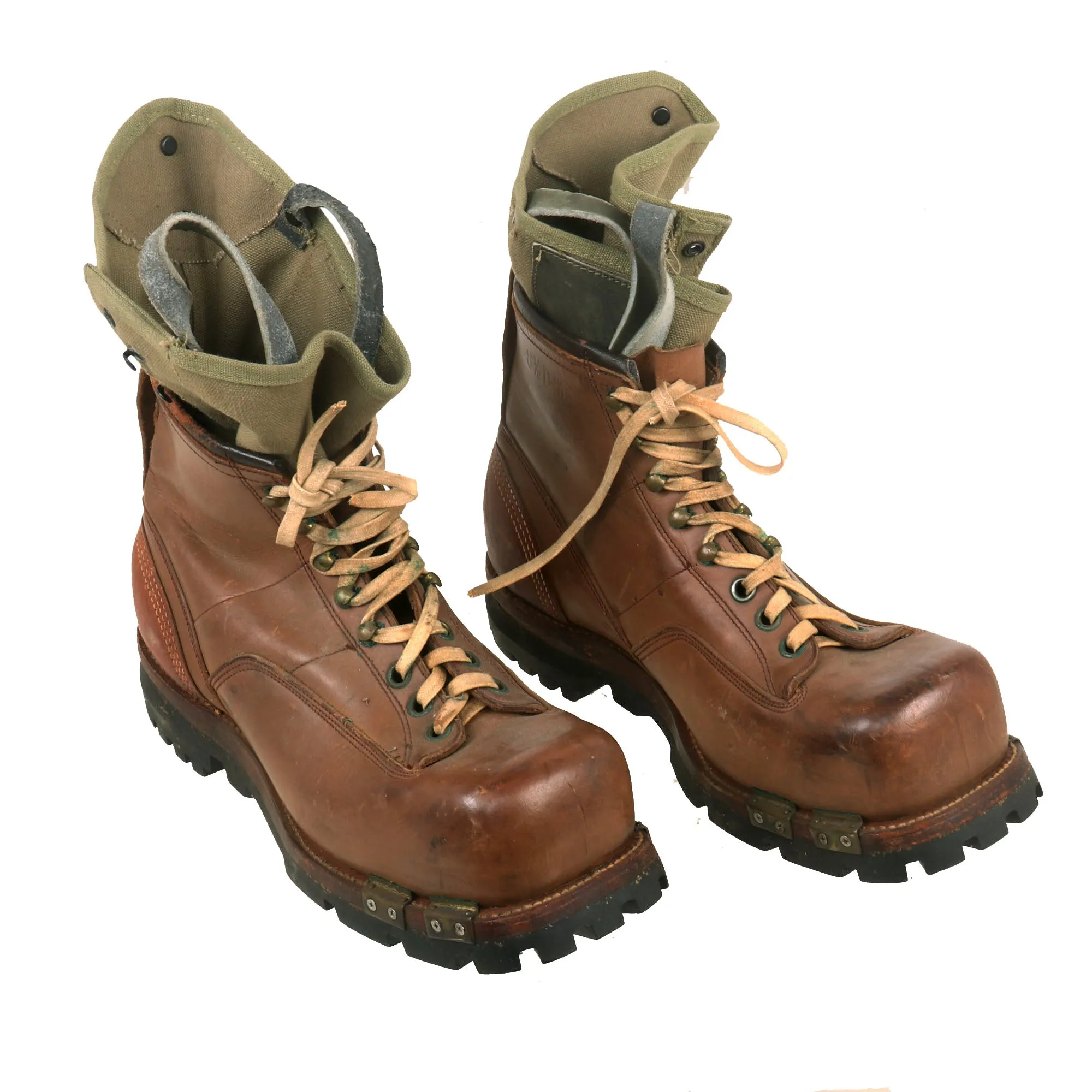 Original U.S. WWII Army Size 8½ D Ski Mountain Boots by A. Sandler Co. - Dated 1943 with Gaiters