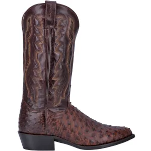 Pershing Ostrich Embroidered Round Toe Cowboy Boots