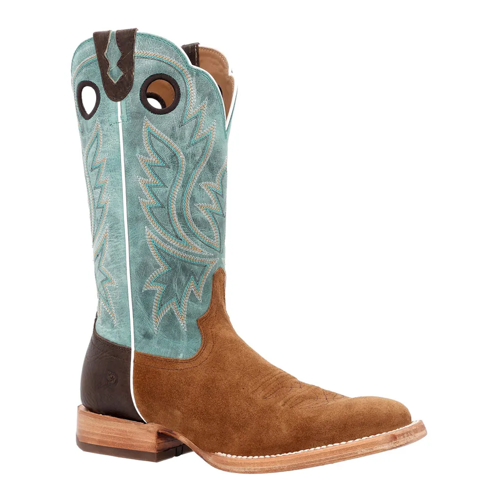 PRCA Collection Roughout Embroidered Square Toe Cowboy Boots