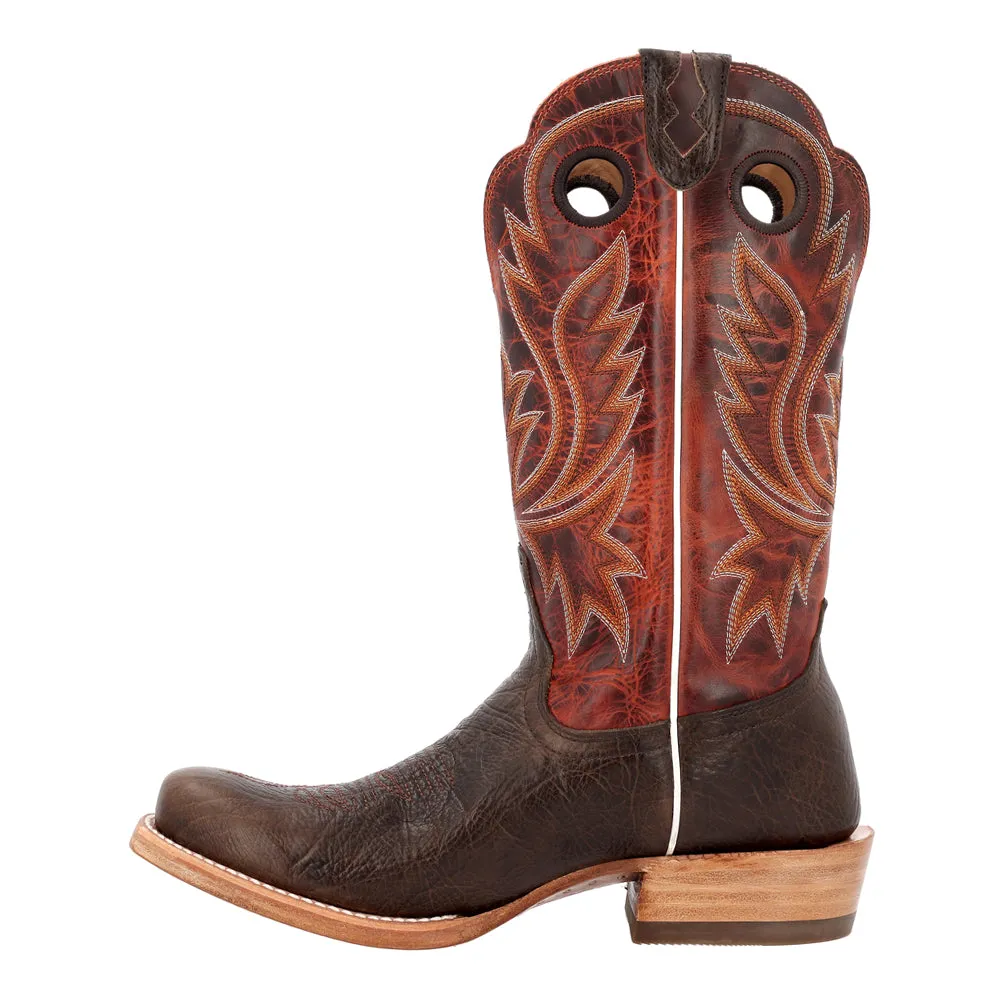 PRCA Collection Shrunken Bullhide Embroidery Square Toe Cowboy Boots