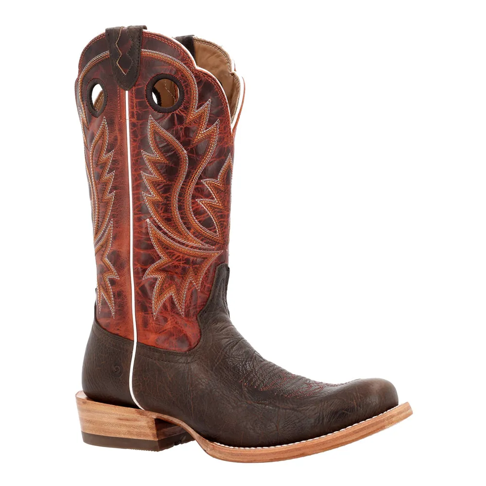 PRCA Collection Shrunken Bullhide Embroidery Square Toe Cowboy Boots