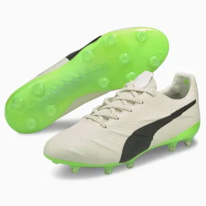 Puma King Platinum 21 Vegan FG-AG - Ivory Glow-Black-Green Glare