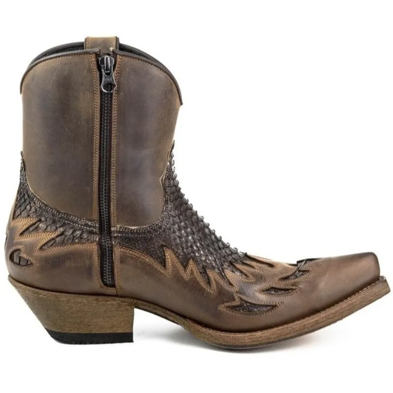 PYTHON LEATHER ANKLE BOOTS