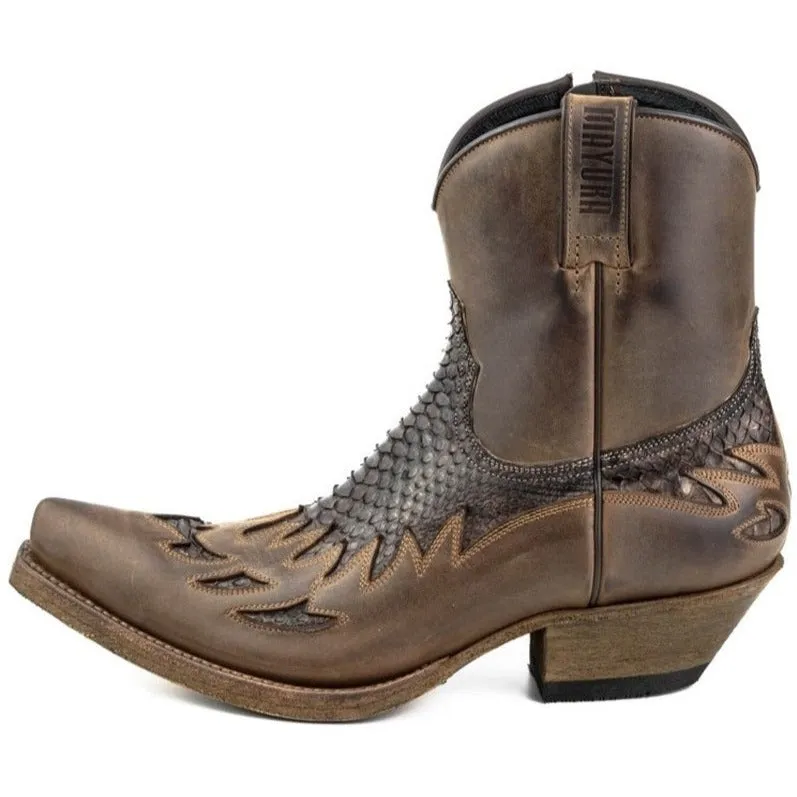 PYTHON LEATHER ANKLE BOOTS