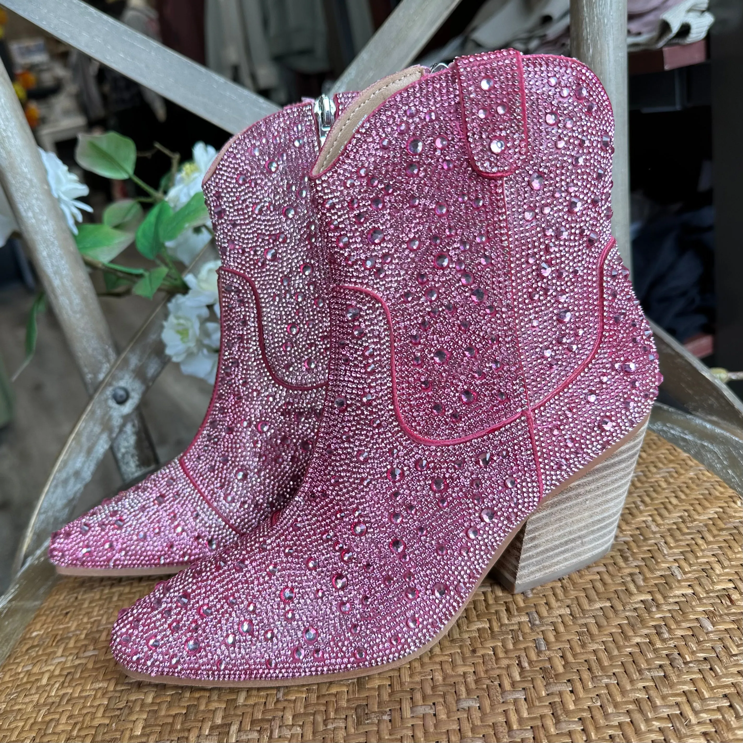 "Alice" Rhinestone Western Bootie