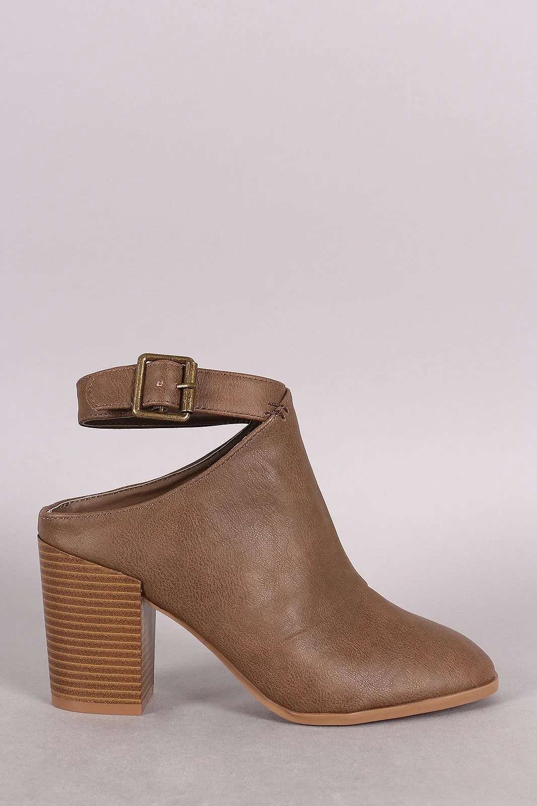 Qupid Cowgirl Ankle Strap Mule Booties