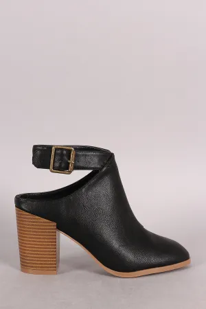 Qupid Cowgirl Ankle Strap Mule Booties