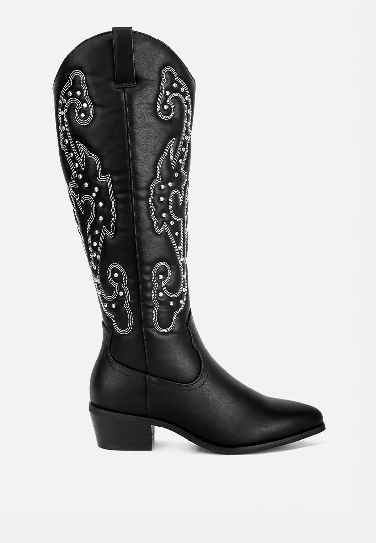 Reyes Patchwork Studded Cowboy Boots