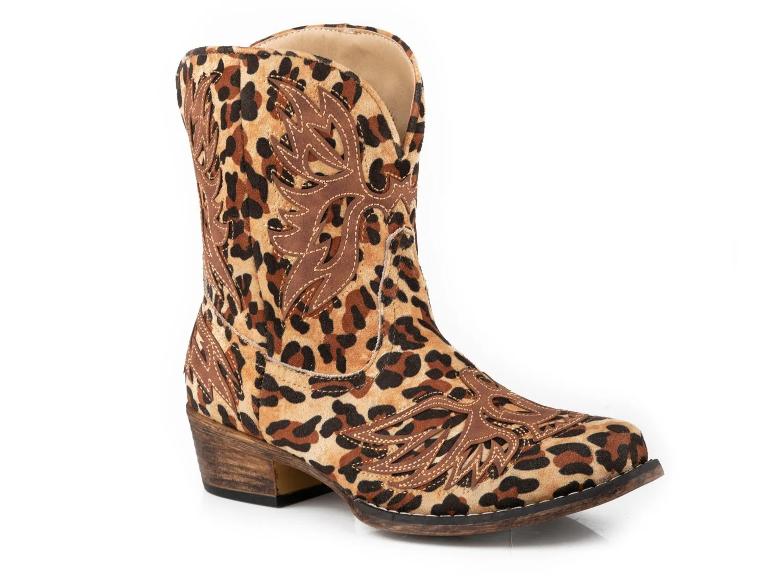 Roper Womens Amelia Leopard Faux Leather Cowboy Boots 9.5