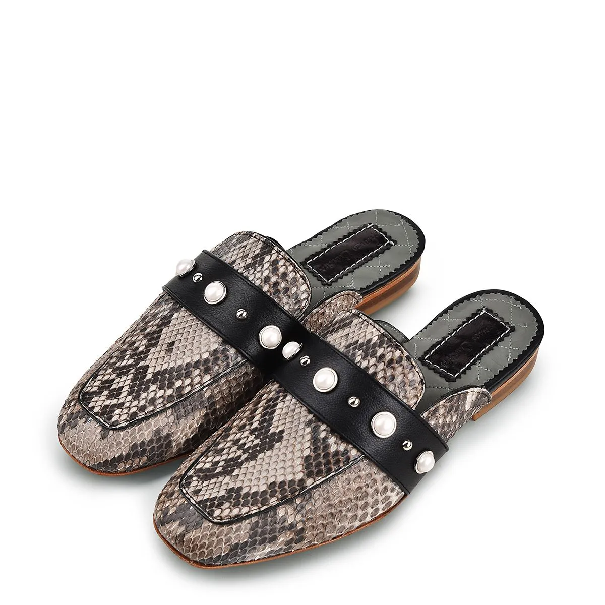 S35PBPB - Cuadra natural casual fashion python mule loafer for women