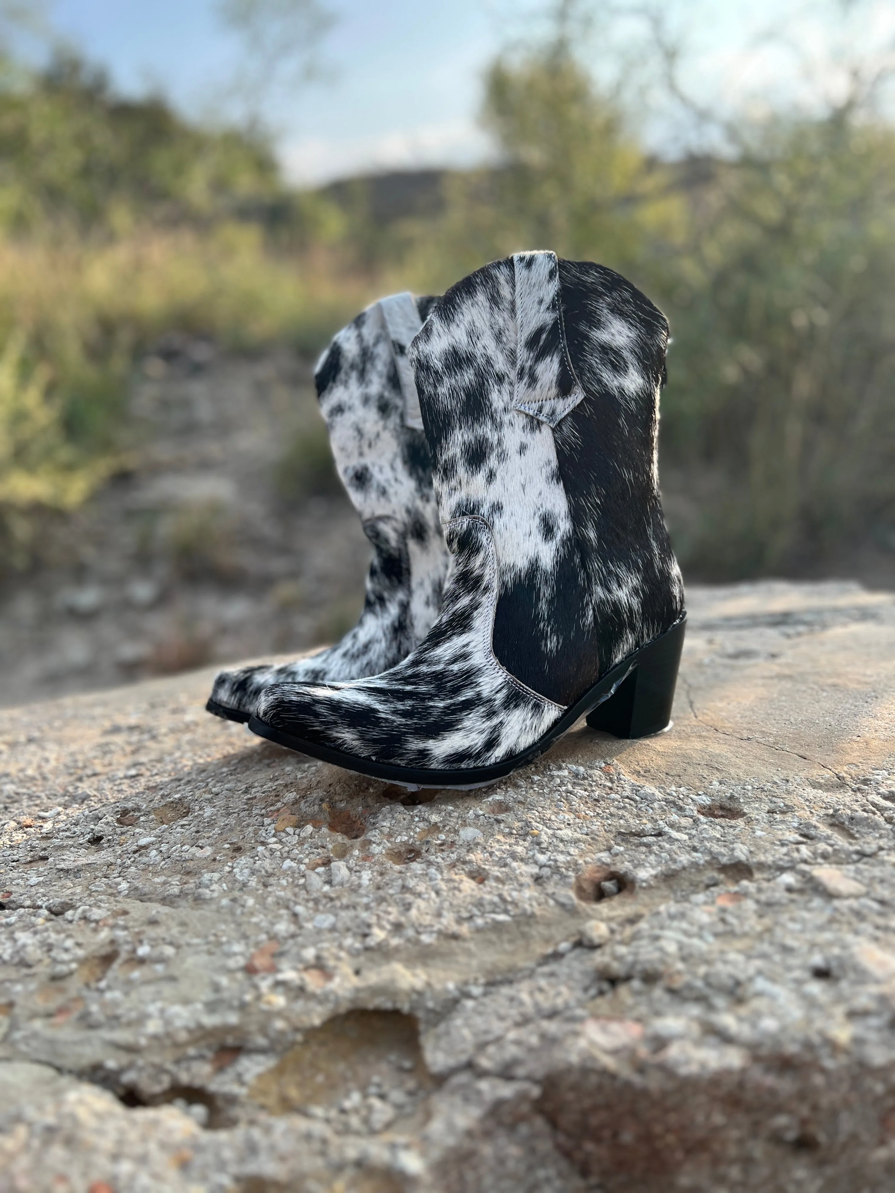 Salt & Pepper Cowhide Bootie*