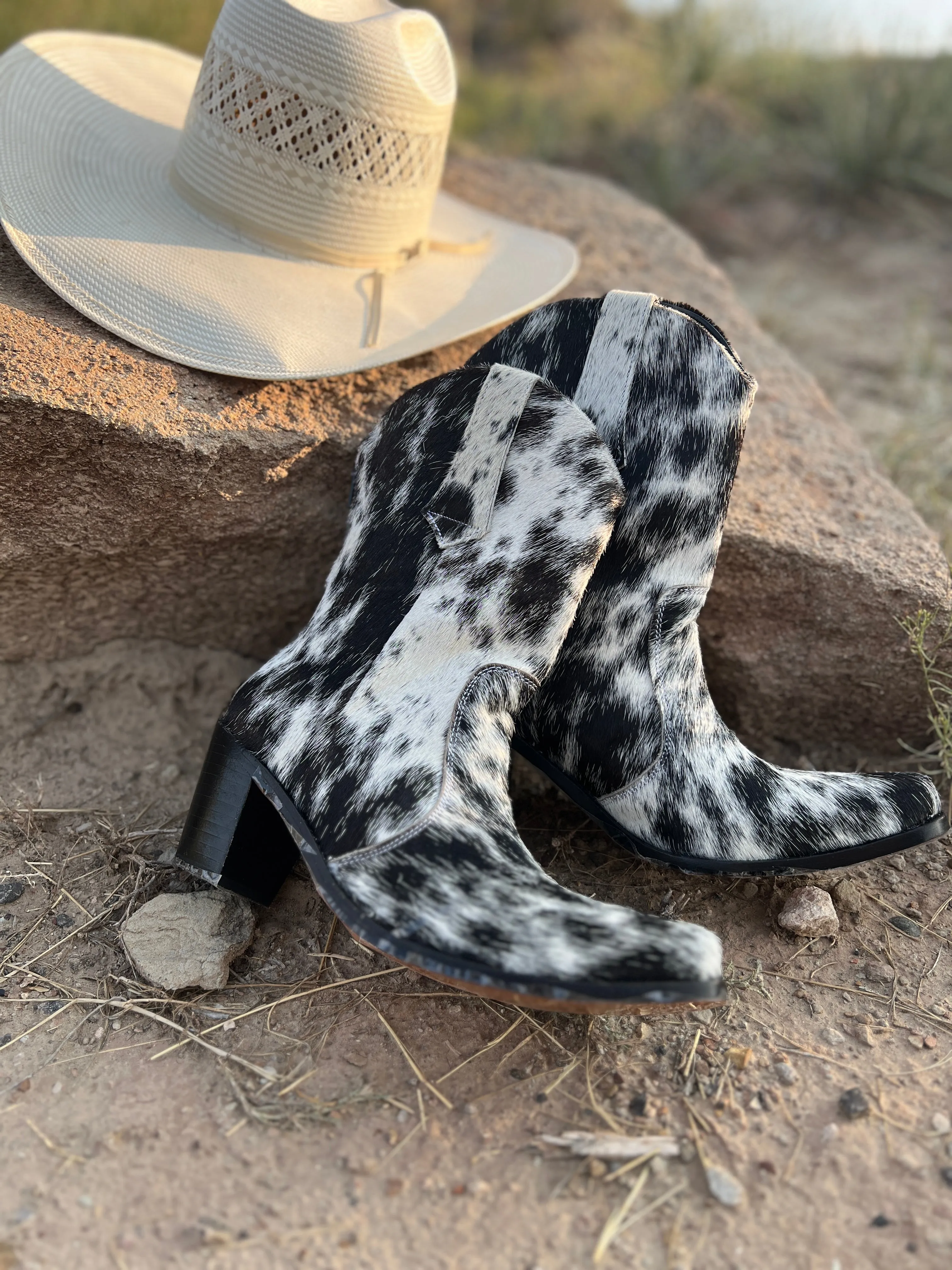 Salt & Pepper Cowhide Bootie*