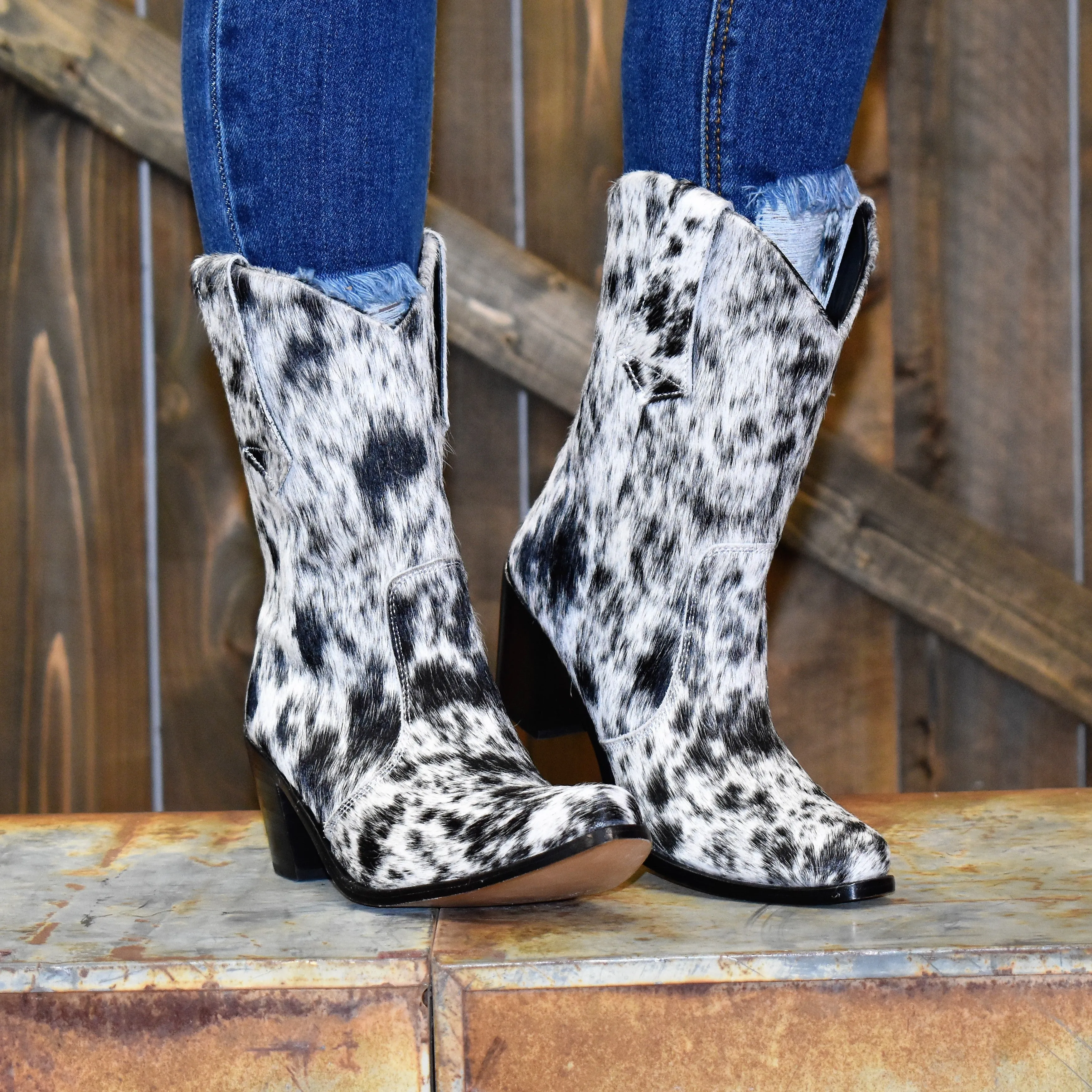 Salt & Pepper Cowhide Bootie*