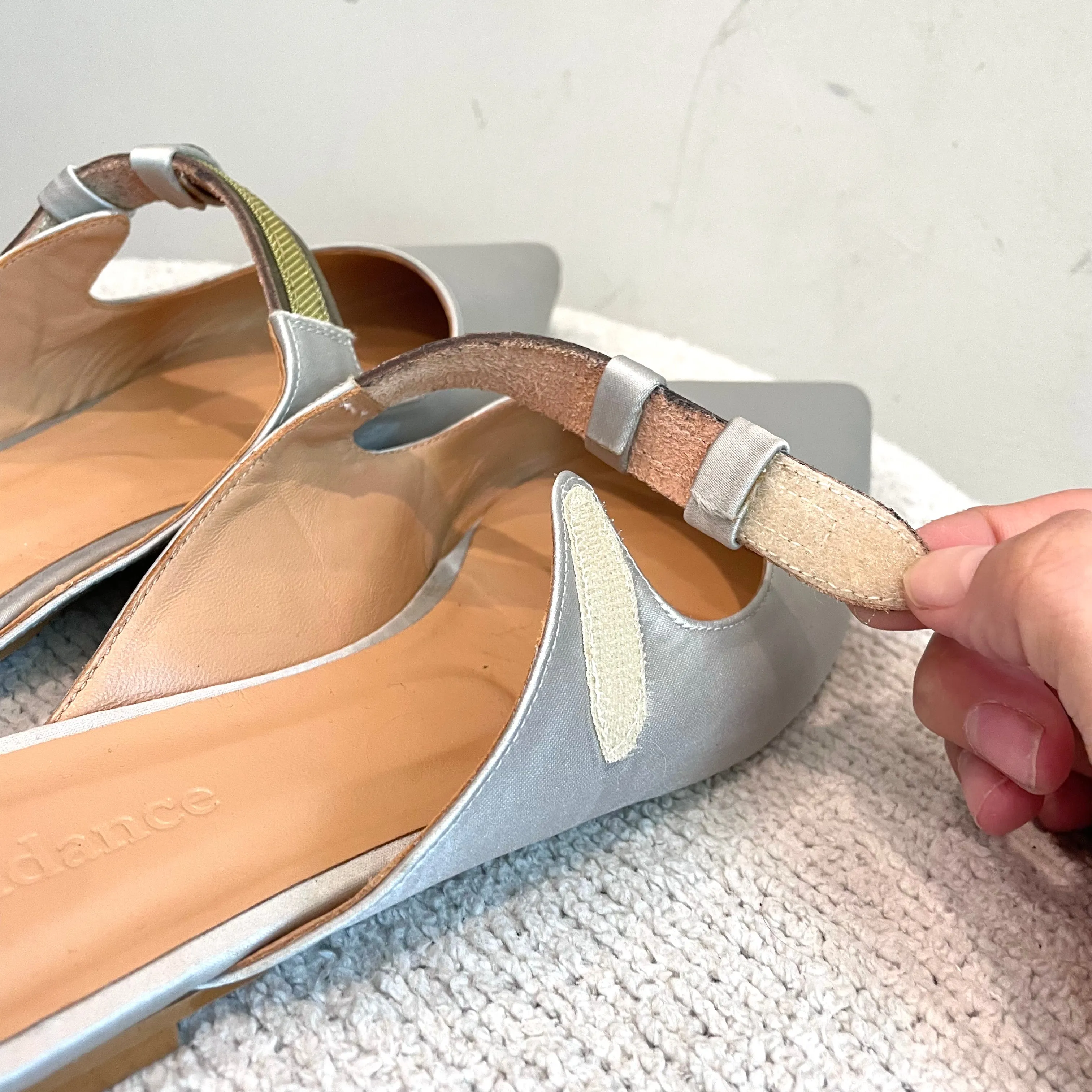 Satin Pointe Toe Mule Flats