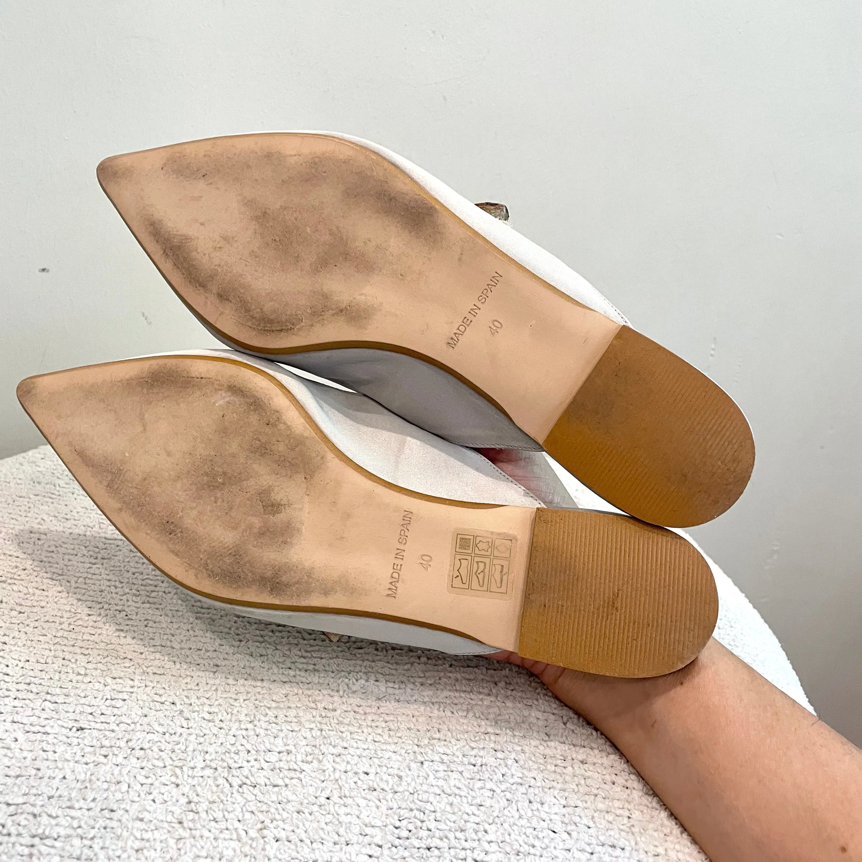 Satin Pointe Toe Mule Flats