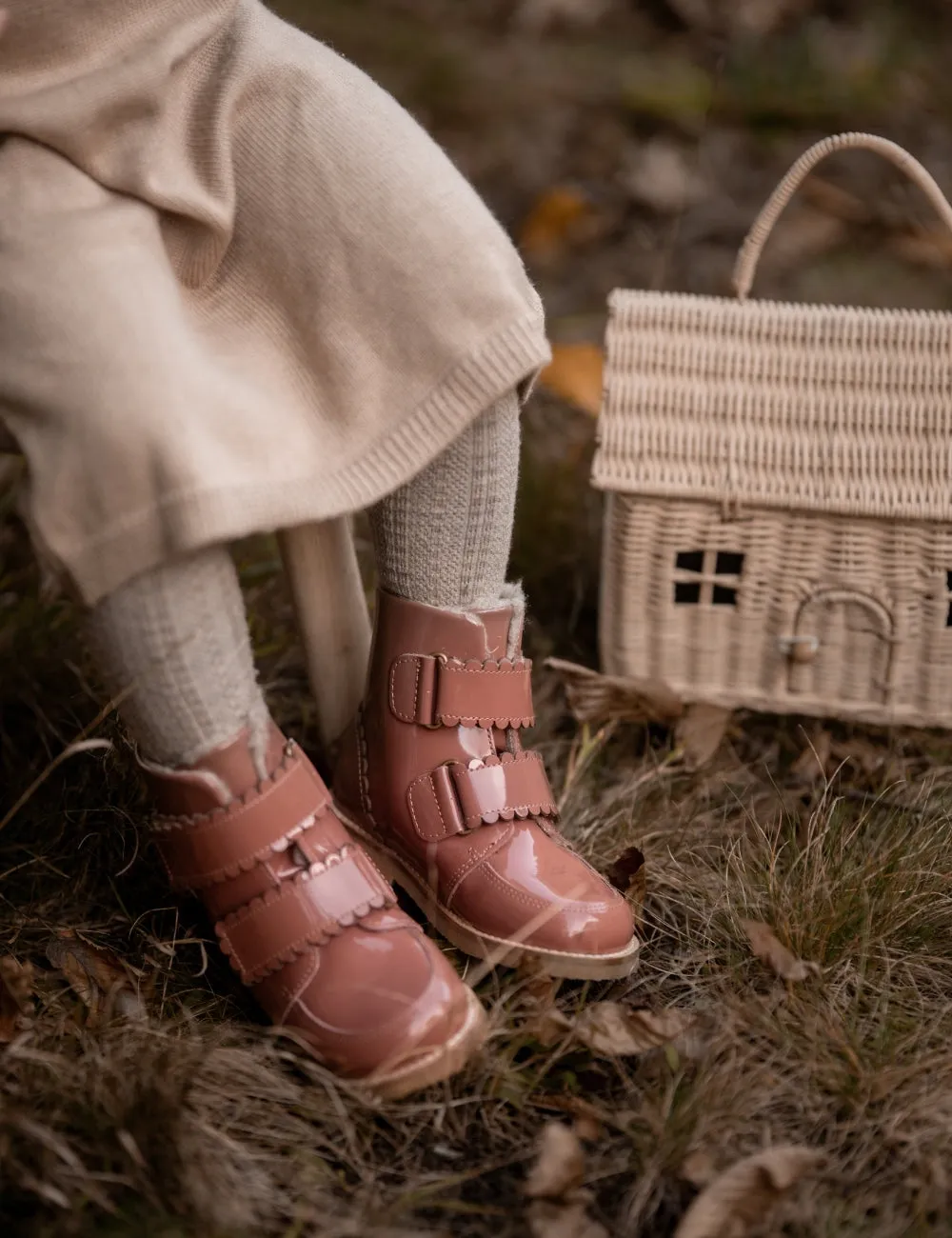 Scallop Winter Boot - Rose Clay Patent