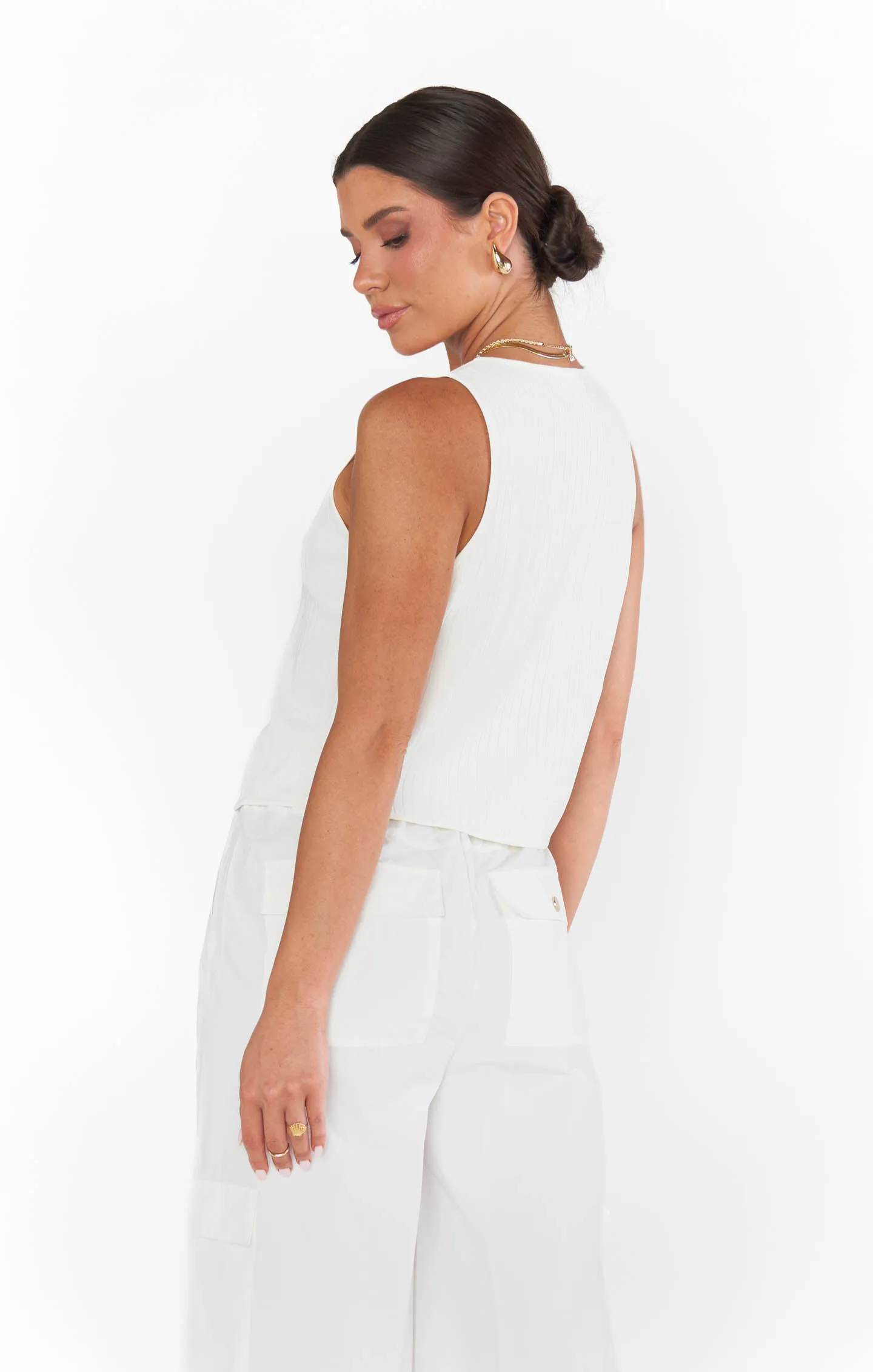 Show Me Your Mumu Time Out Tie Top in White Rib Knit