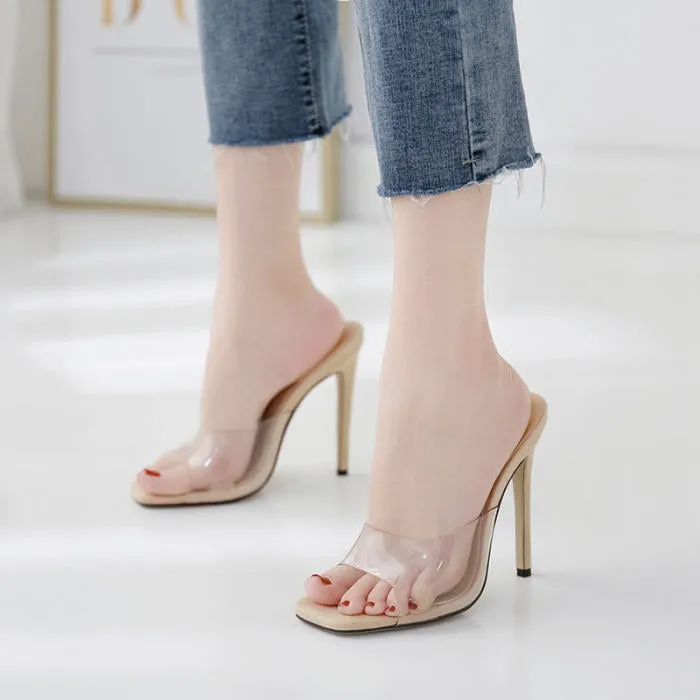 Simplest Clear Mule Heels