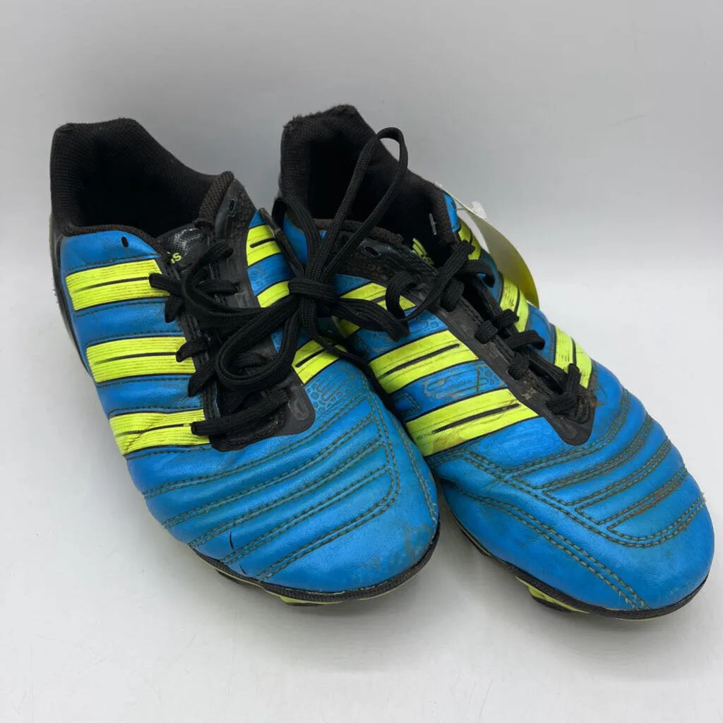 Size 5.5Y: Adidas Predator Teal Blue & Neon Yellow Lace-up Soccer Cleats