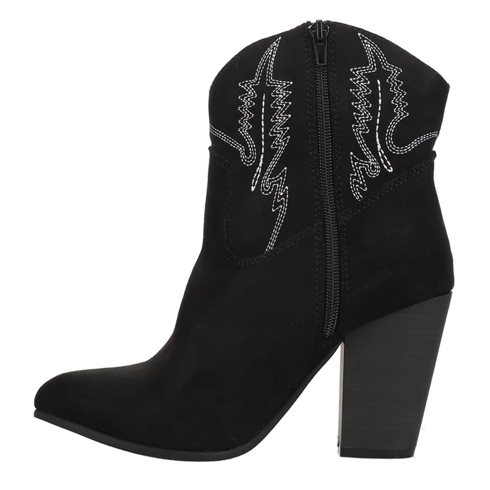 Slayer Embroidery Round Toe Cowboy Booties