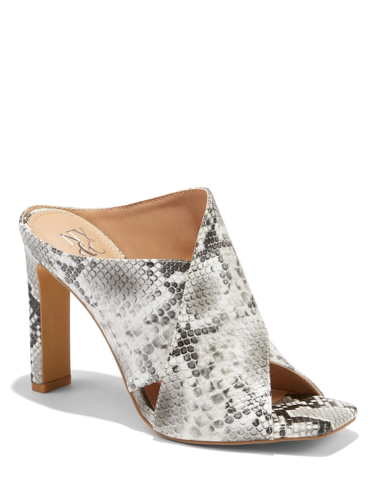 Sofia Cris-Cross High-High Mule - Snake-Print