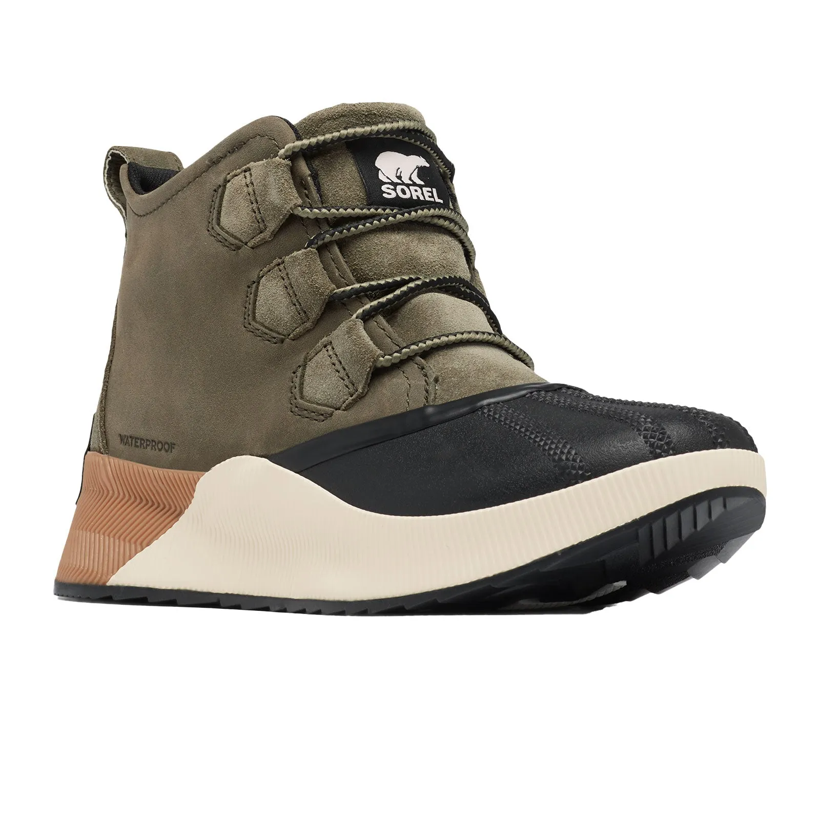 Sorel Out 'N About III Classic Waterproof Ankle Boot (Women) - Stone Green Leather/Black Suede