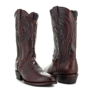 Soto Boots Mens Black Cherry Leather Dress Round Toe Cowboy Boots H50044