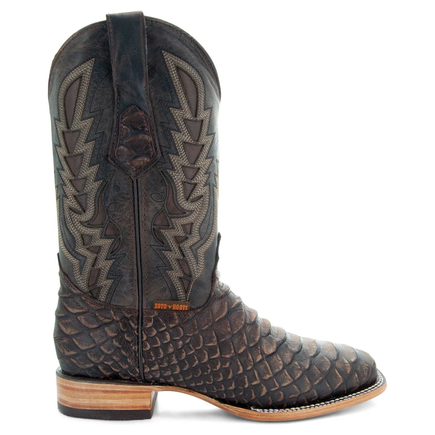 Soto Boots Mens Brown Python Print Boots H50032